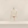 A beige high-neck long-sleeved top for women, a fitted pure cotton knitted base layer Application Scenario